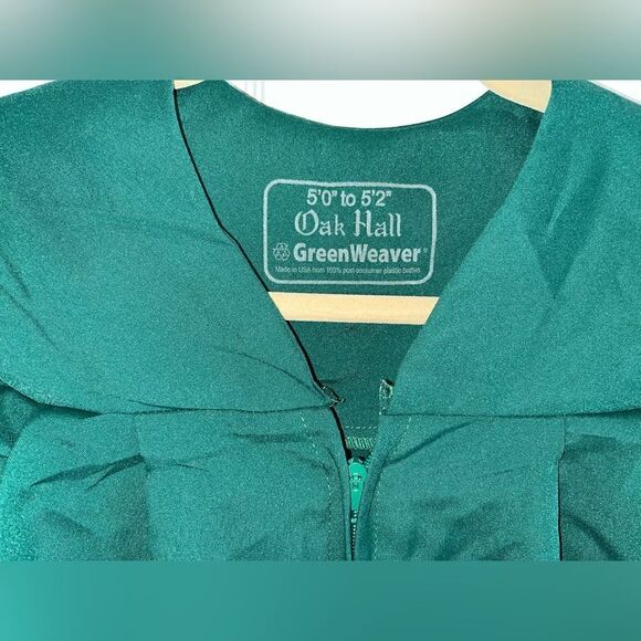 Green Graduation Gown Zip Oak Hall 5'0"- 5'2"  Theater Halloween Costume Cosplay - Picture 2 of 3